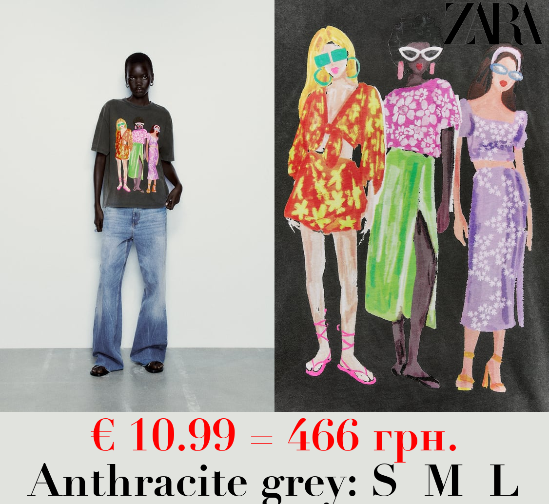 FADED GIRL PRINT T-SHIRT