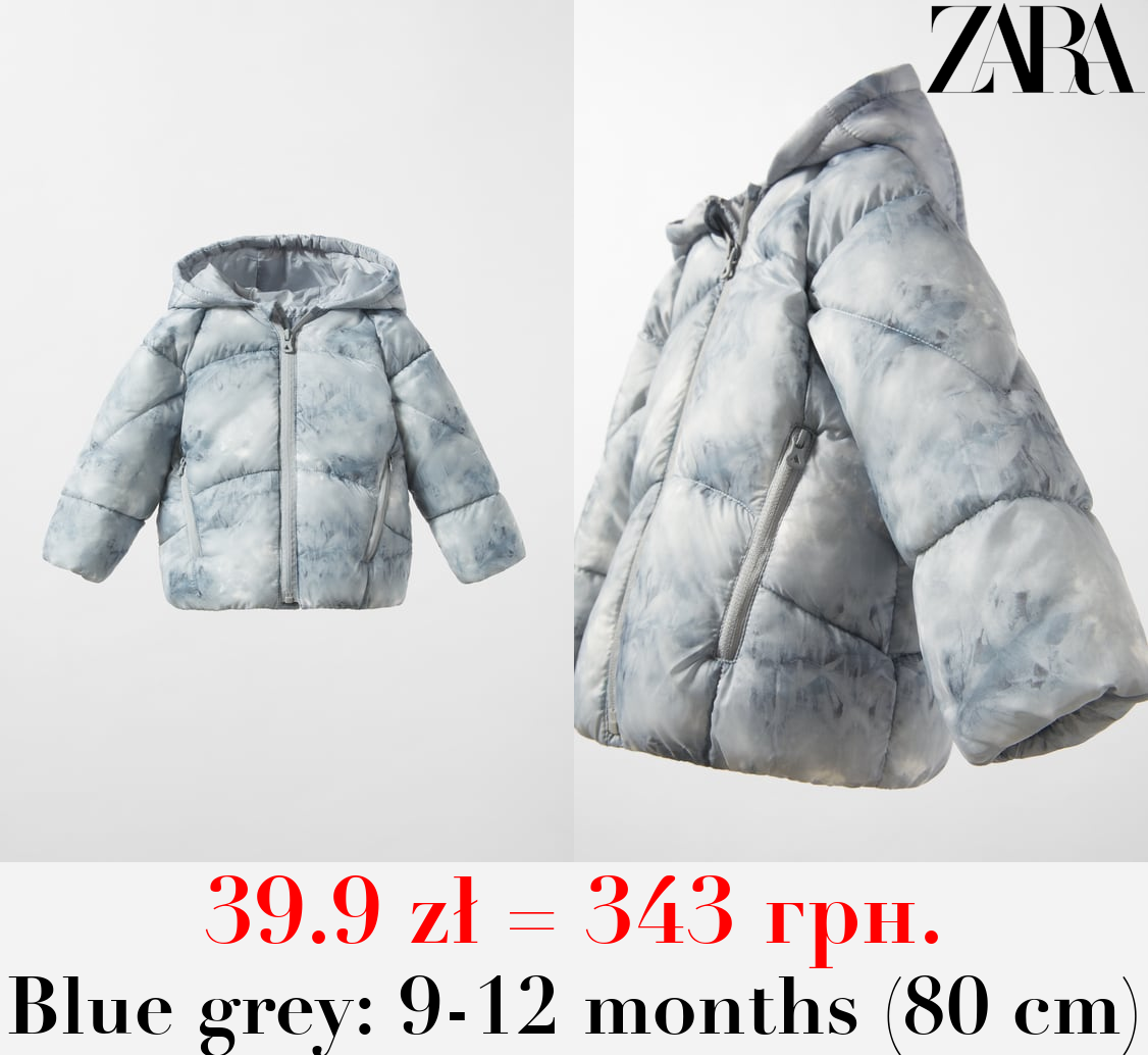 WATER-REPELLENT TIE-DYE-EFFECT PUFFER COAT