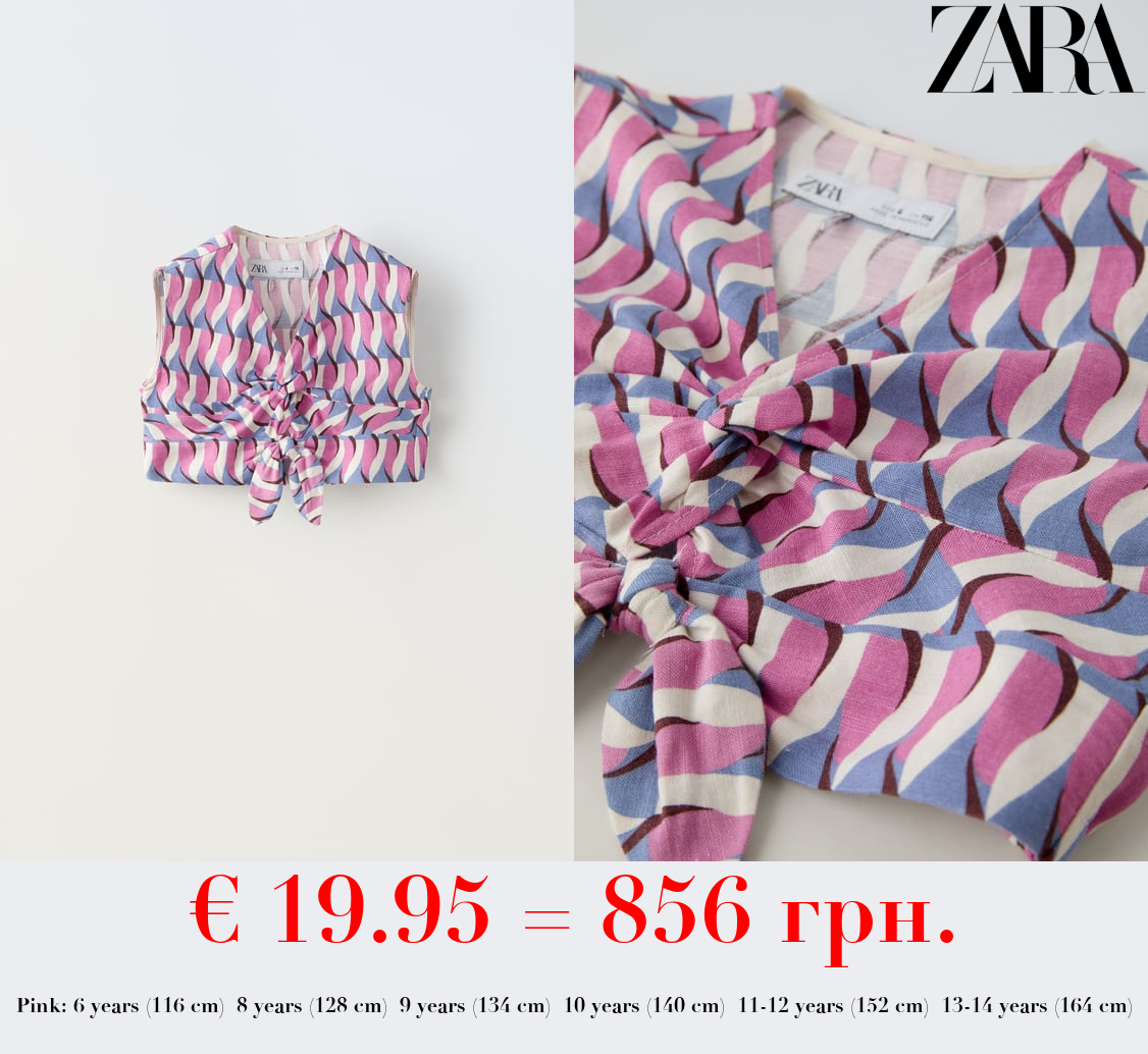 TIED GEOMETRIC PRINT TOP