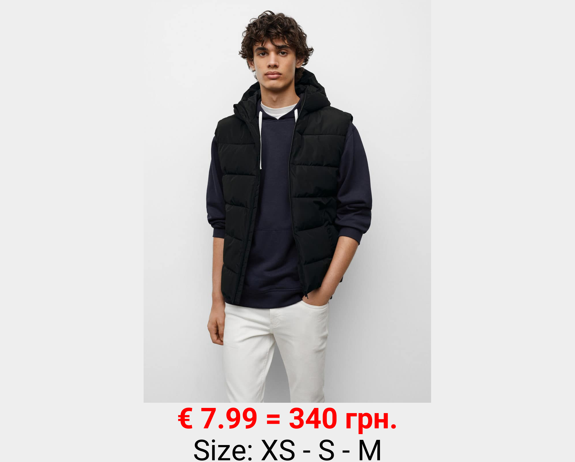 Chaleco capucha plumas