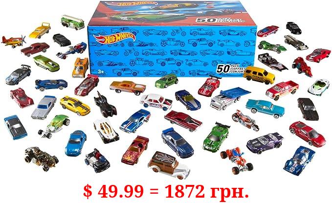 Hot Wheels Set of 50 Toy Trucks & Cars in 1:64 Scale, Individually Packaged Vehicles (Styles May Vary) (Amazon Exclusive)