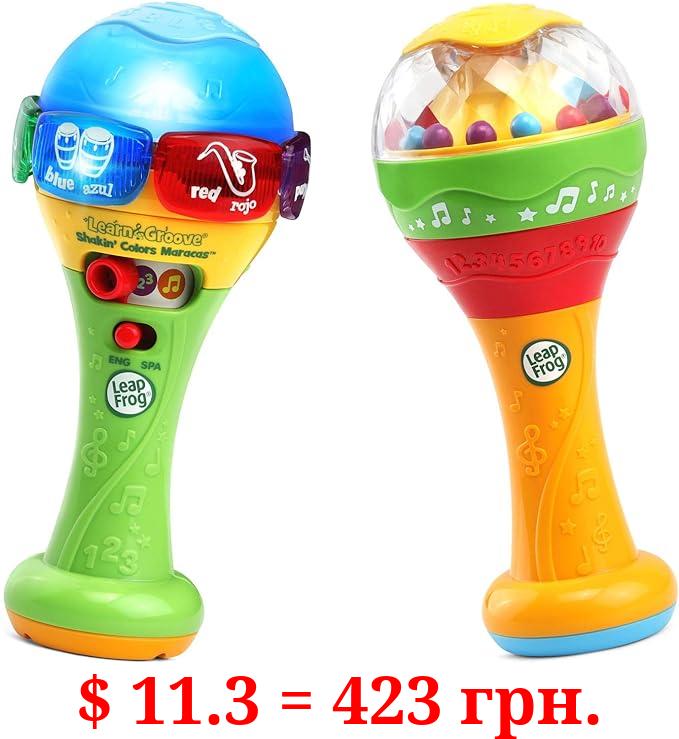 LeapFrog Learn & Groove Shakin' Colors Maracas includes One electronic maraca, one non-electronic maraca, Parent's Guide, Multicolor