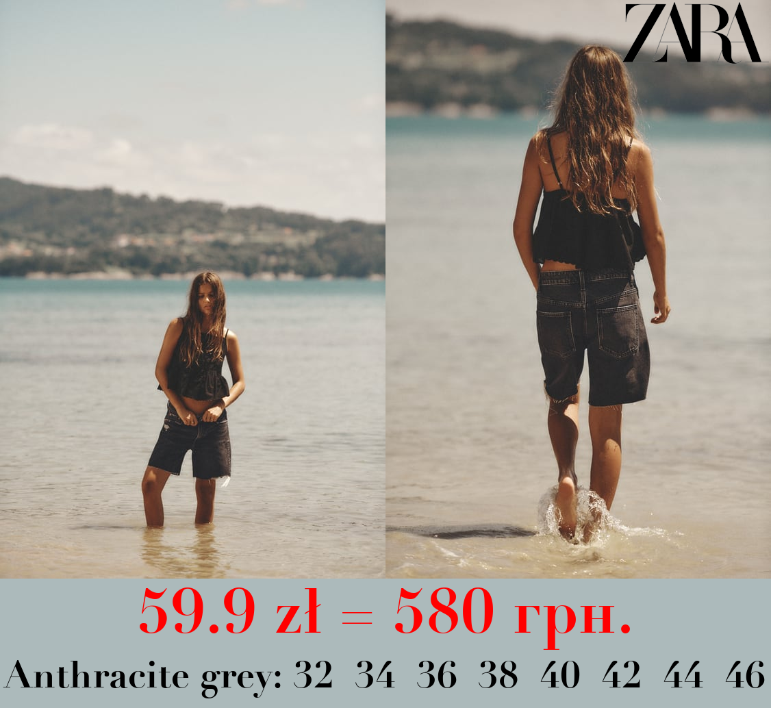 LOOSE FIT DENIM TRF BERMUDA SHORTS