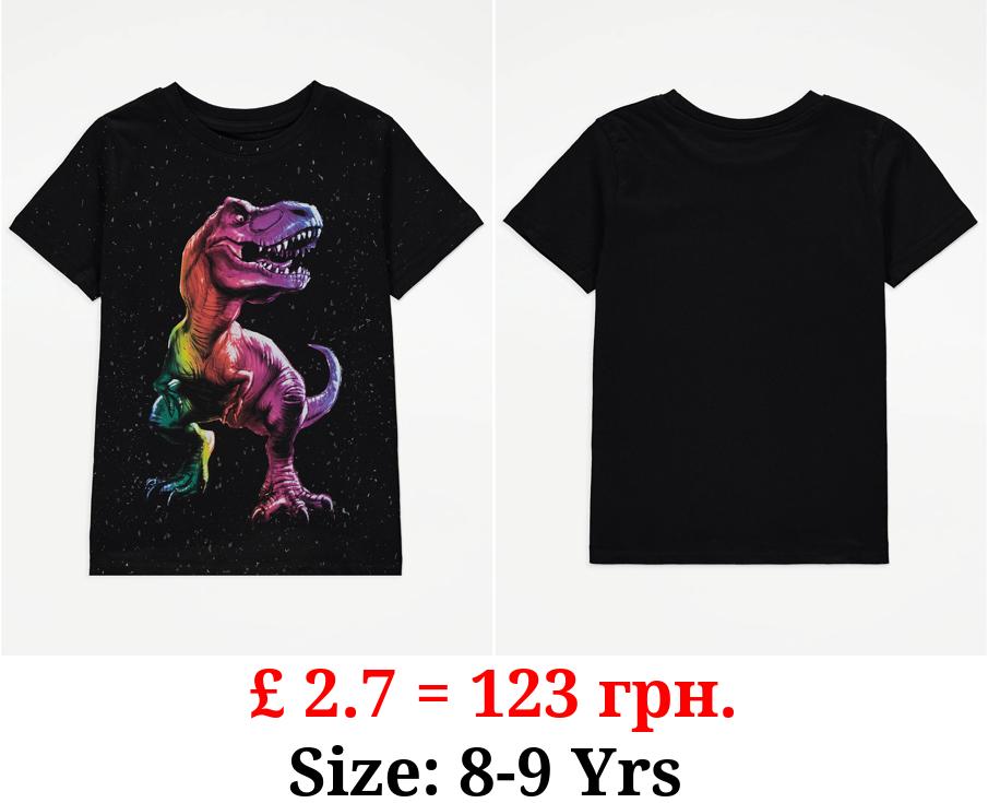 Black Rainbow Dinosaur T-Shirt