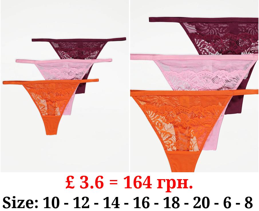 Floral Lace Thongs 3 Pack