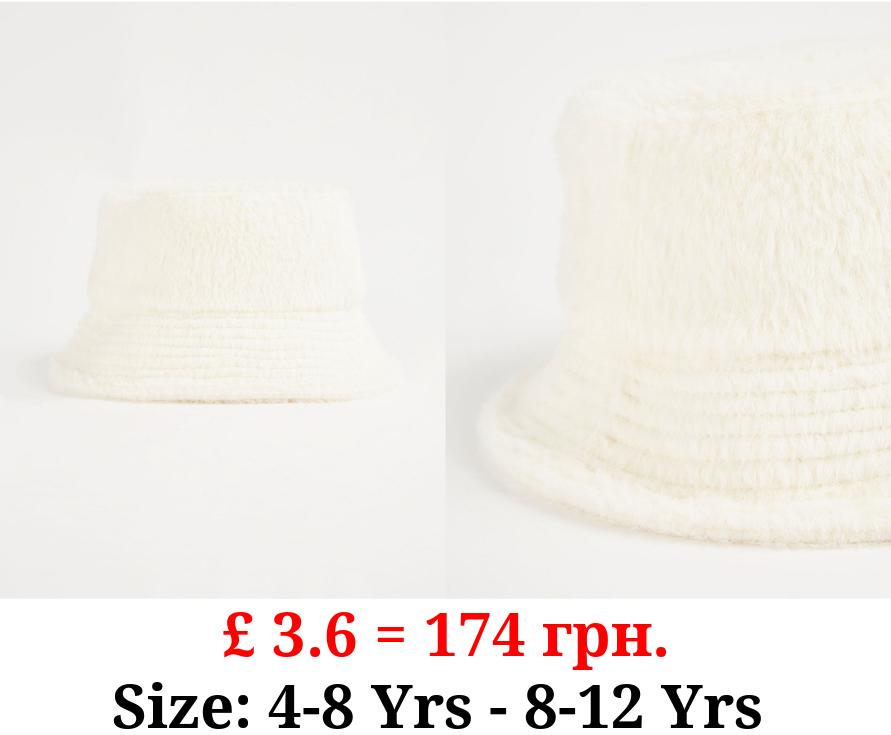 Cream Furry Bucket Hat
