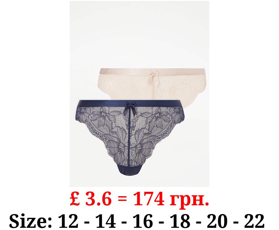 Floral Lace High Leg Knickers 2 Pack