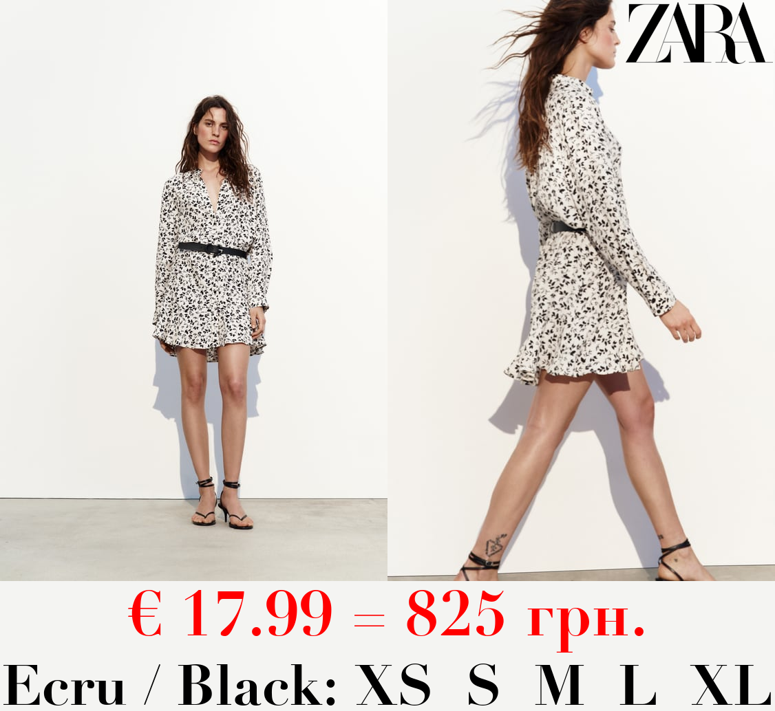 SHORT DRESS WITH A FLORAL PRINT AND BELT