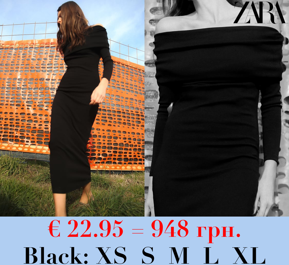 OFF-THE-SHOULDER FITTED DRESS