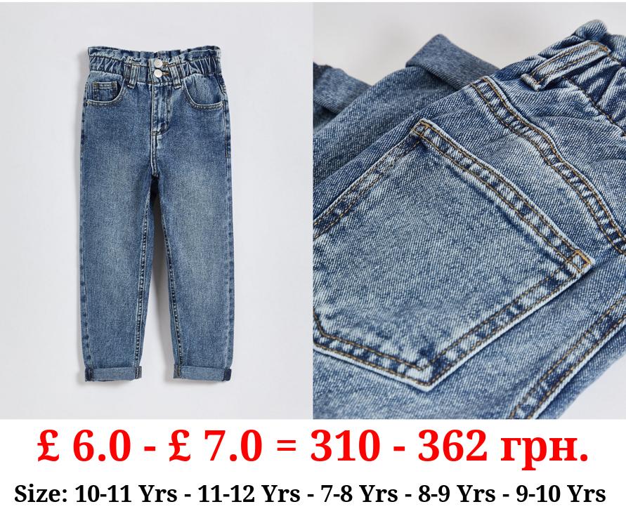 Blue Mid Wash Paper Bag Jeans