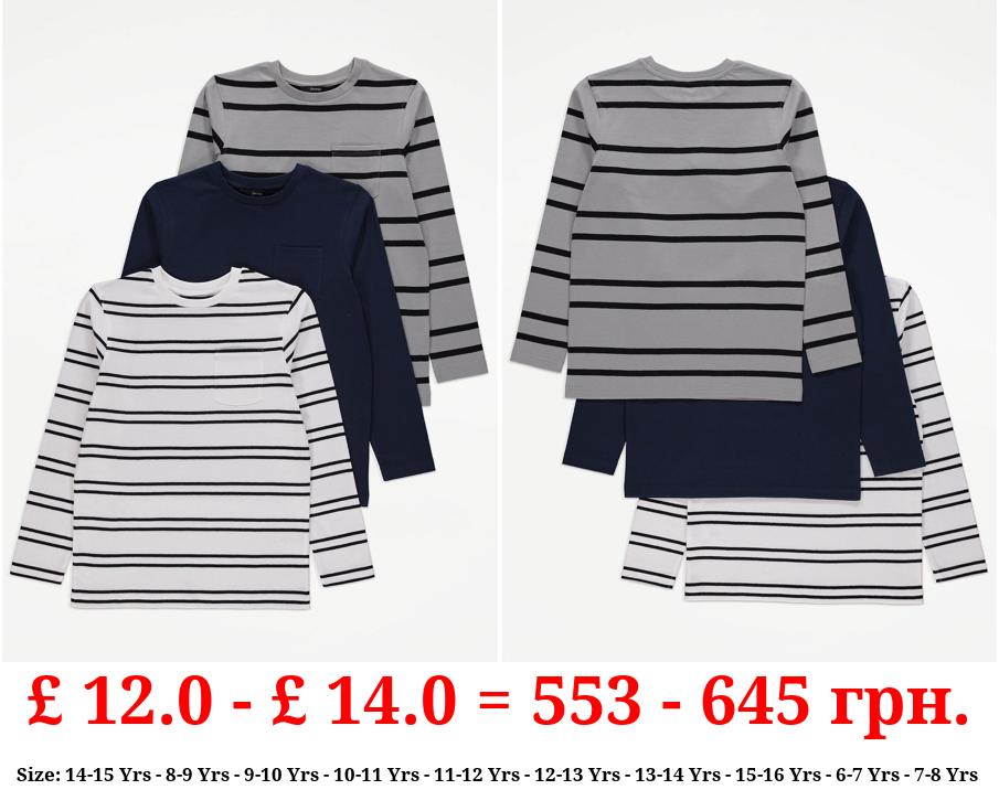 Striped Long Sleeve Tops 3 Pack