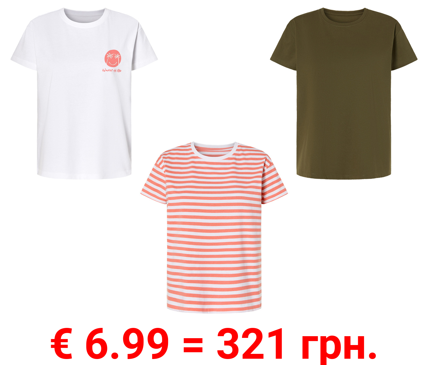esmara® Damen T-Shirt mit Rundhalsausschnitt