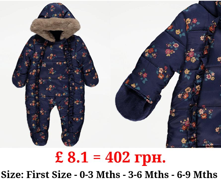Navy Floral Snowsuit