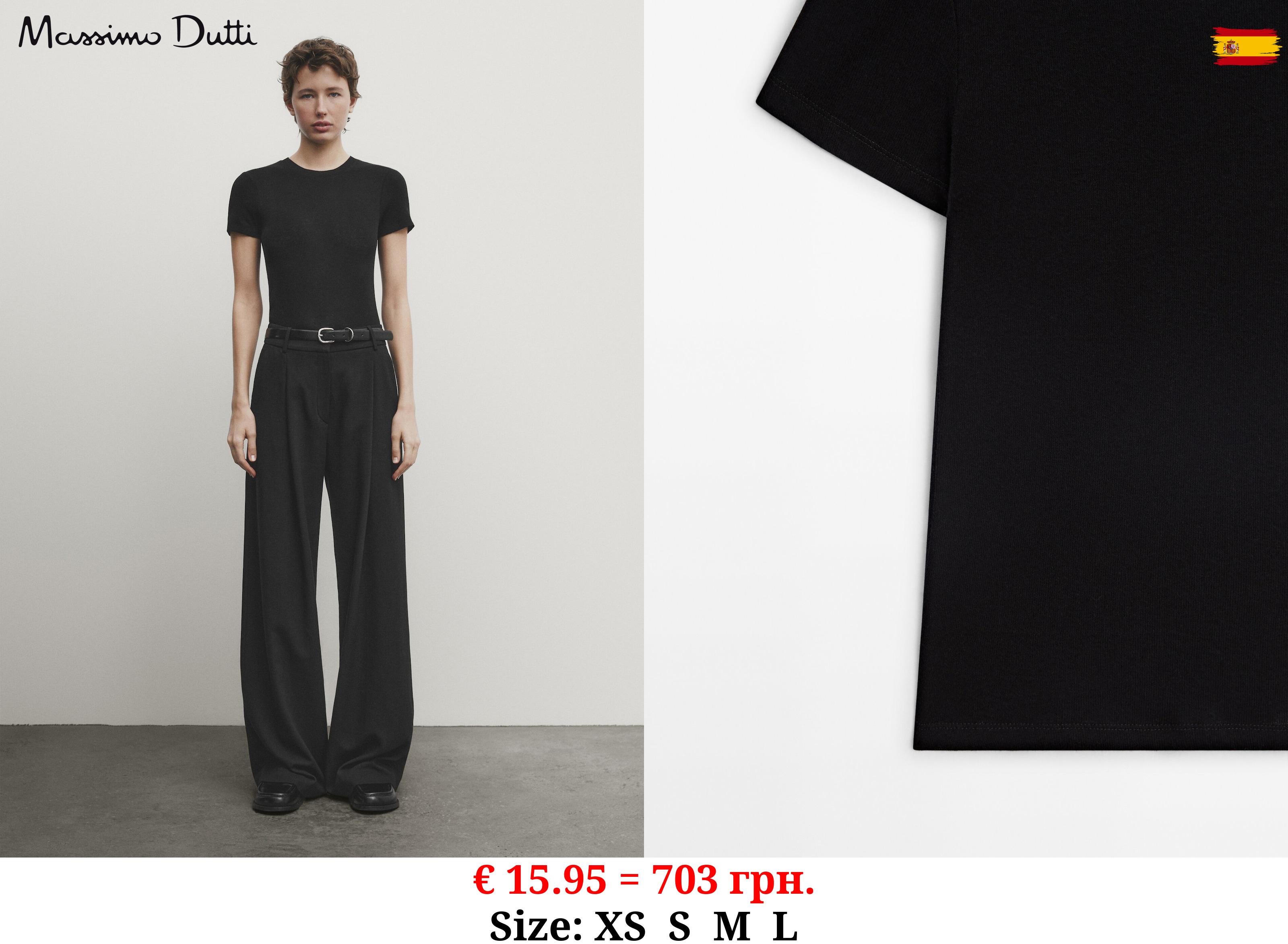 Short sleeve cotton blend T-shirt BLACK