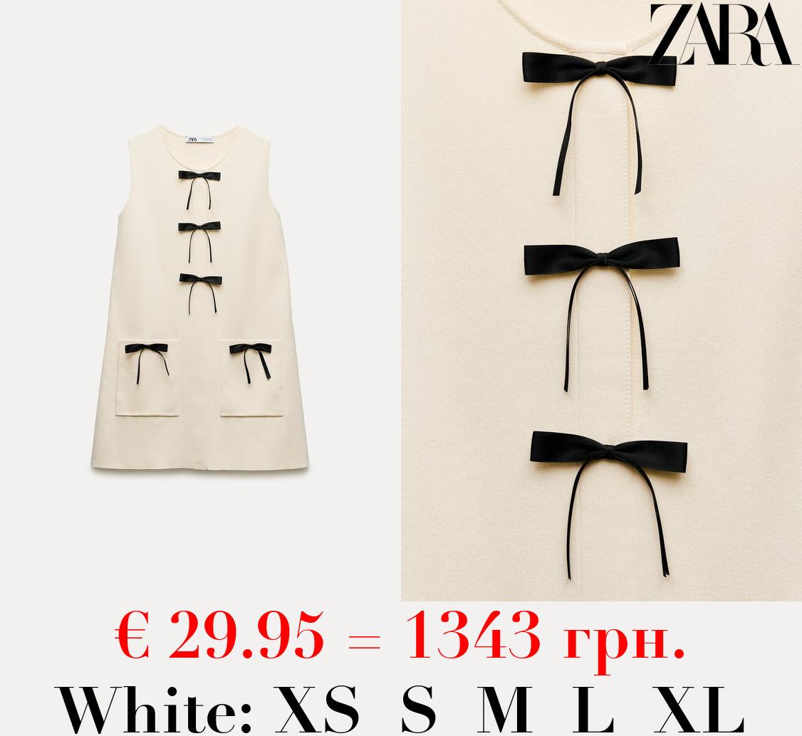 KNIT MINI DRESS WITH CONTRAST BOWS