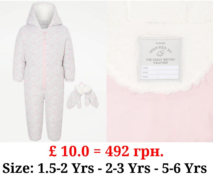 Ditsy Floral Padded Snowsuit and Mittens