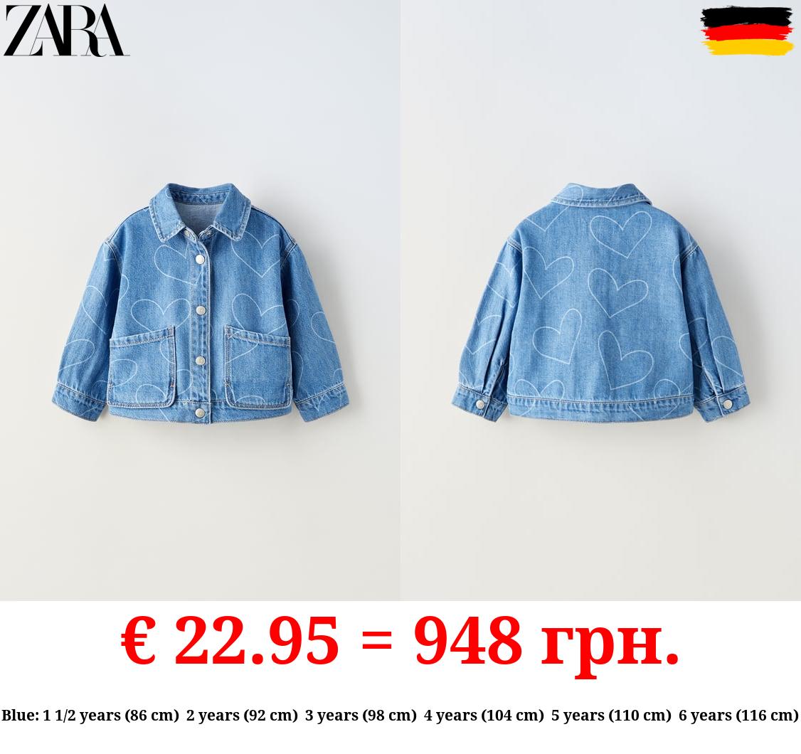 DENIM OVERSHIRT WITH HEARTS