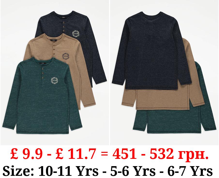 Assorted We Are The Future Button Neck Tops 3 Pack