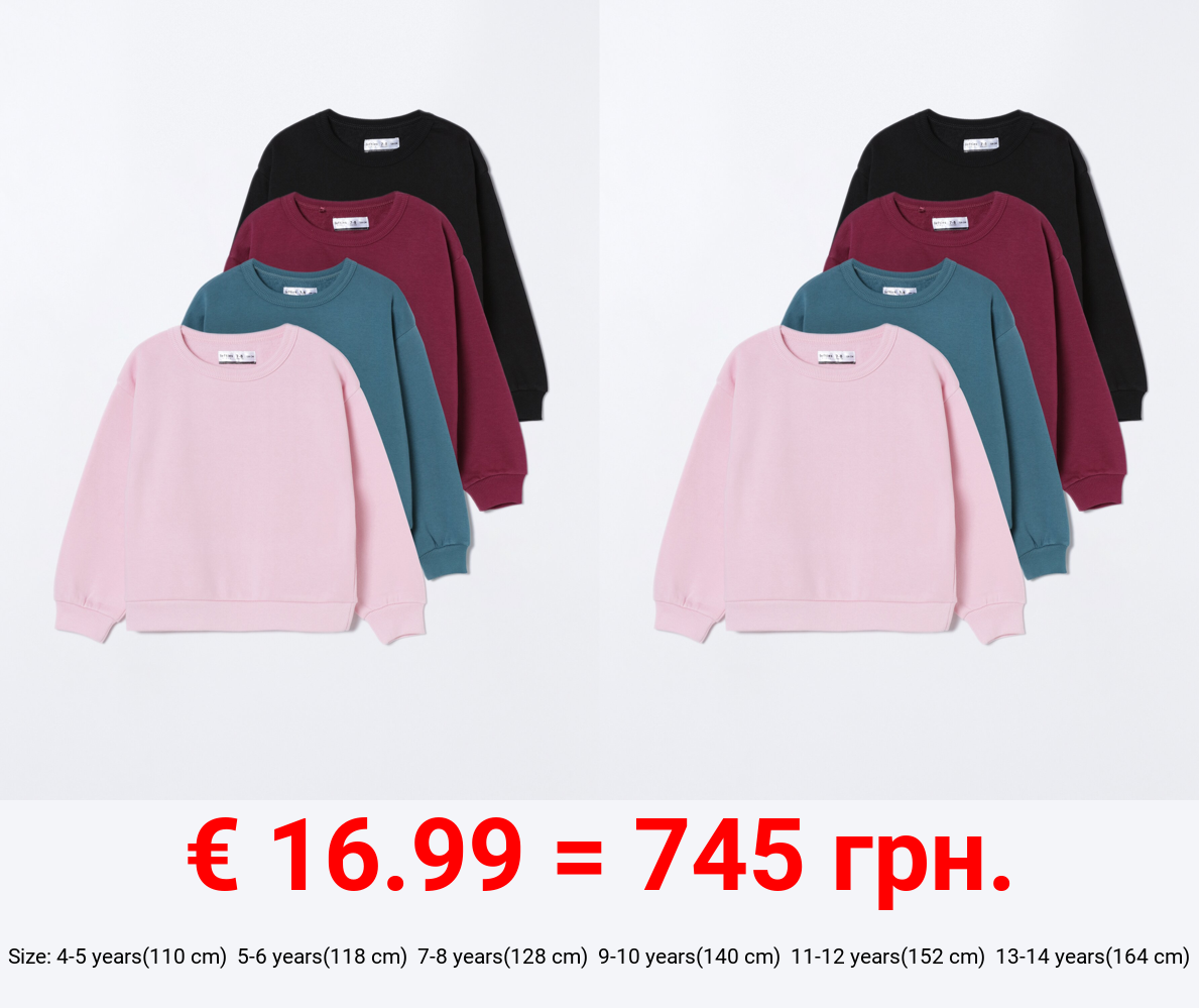 Pack of 4 basic plain sweatshirts