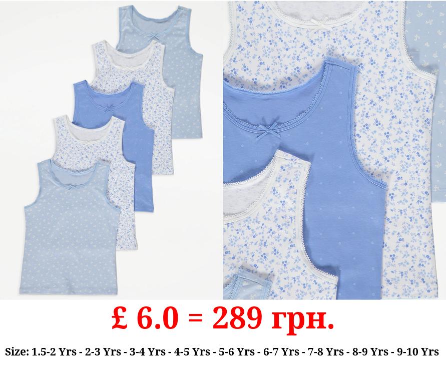 Blue Floral Vests 5 Pack