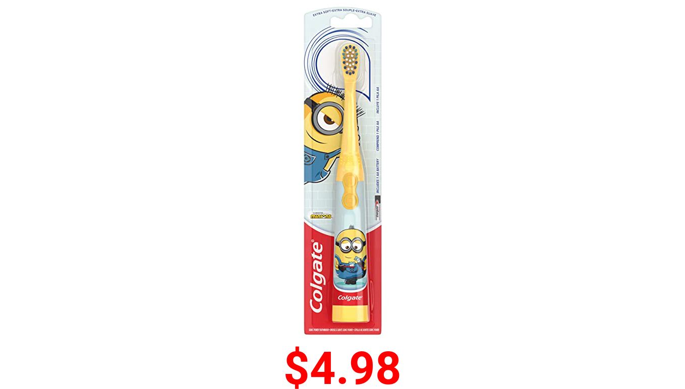 Colgate, Kids Battery Powered Toothbrush Minions Extra Soft Bristles, 1 Count, Color May Vary