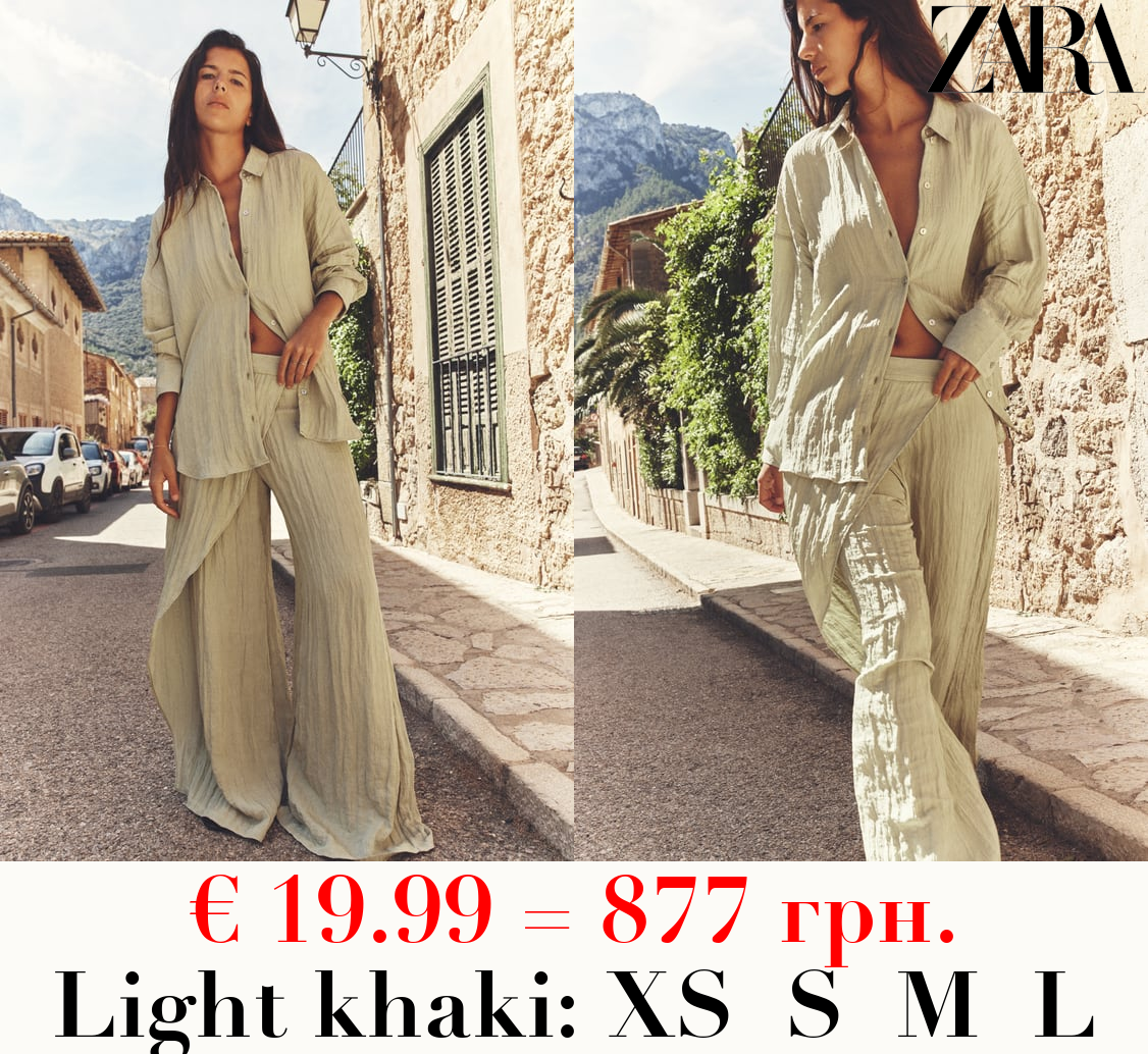 CREASED-EFFECT WRAP TROUSERS