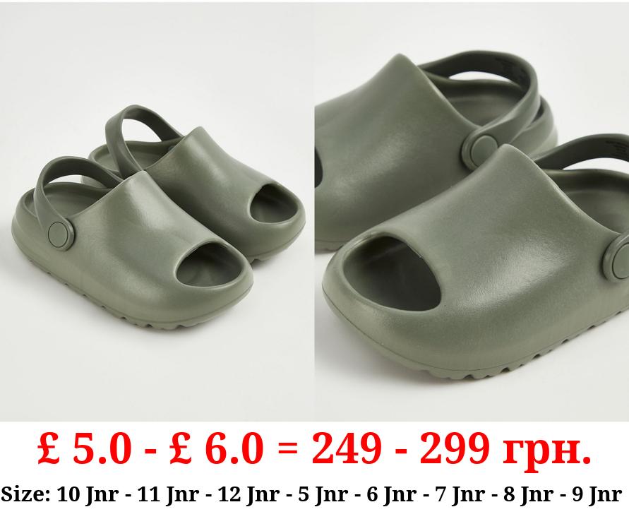 Khaki Back Strap Chunky Sliders