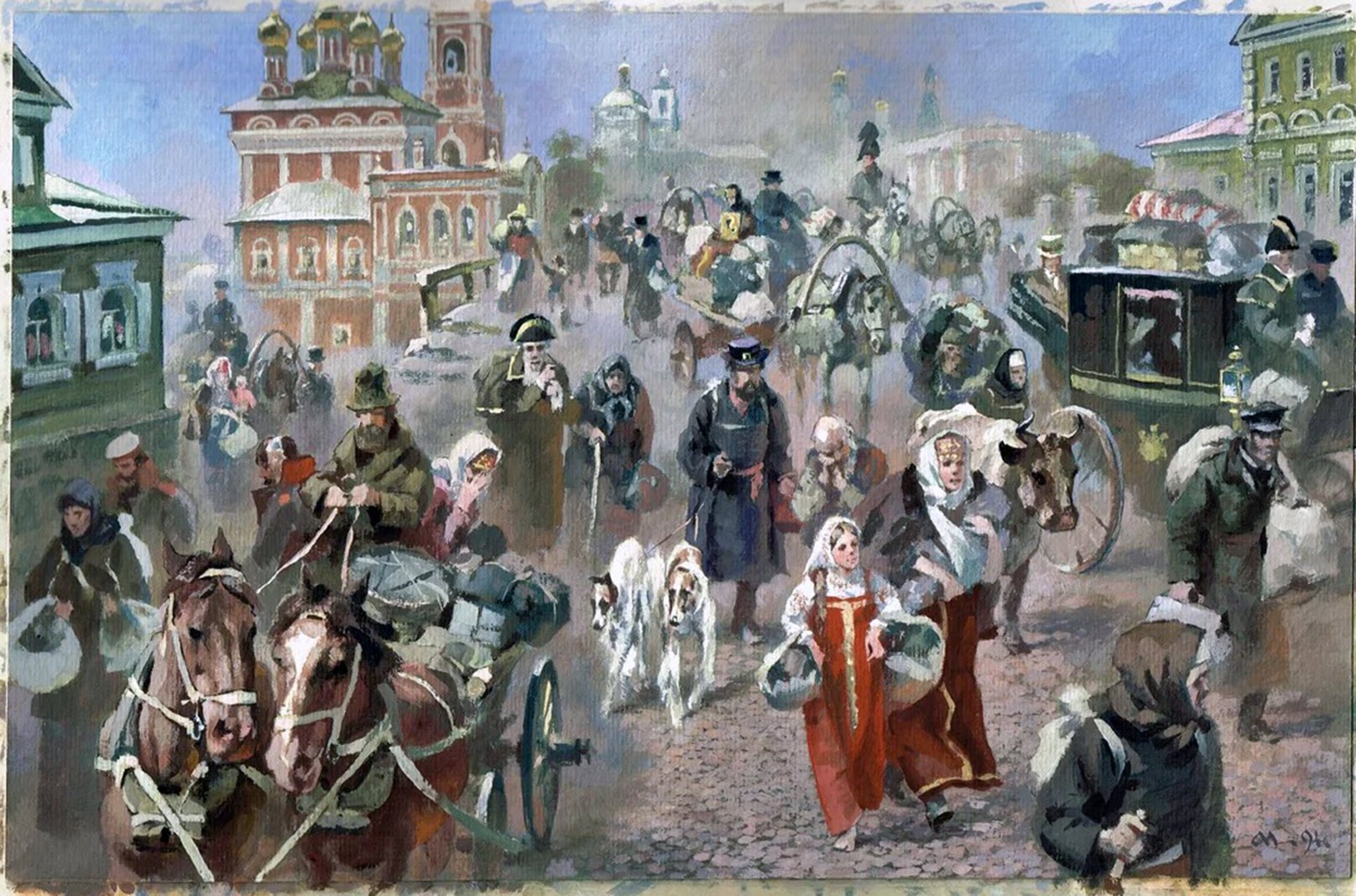 Эпизод с ранеными. Москвичи покидают Москву 1812. Бегство из Москвы 1812. Французы грабят Москву 1812г.