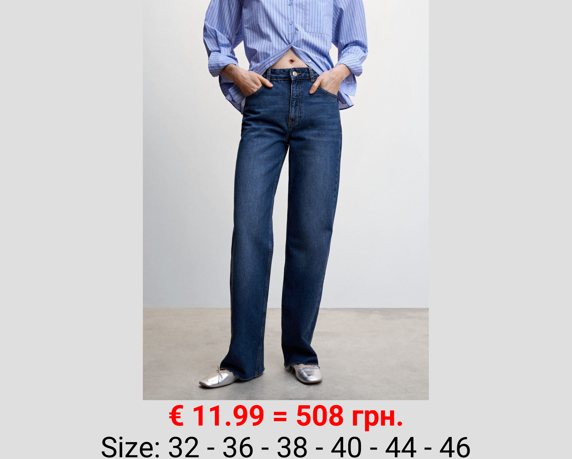 Jeans wideleg tiro medio