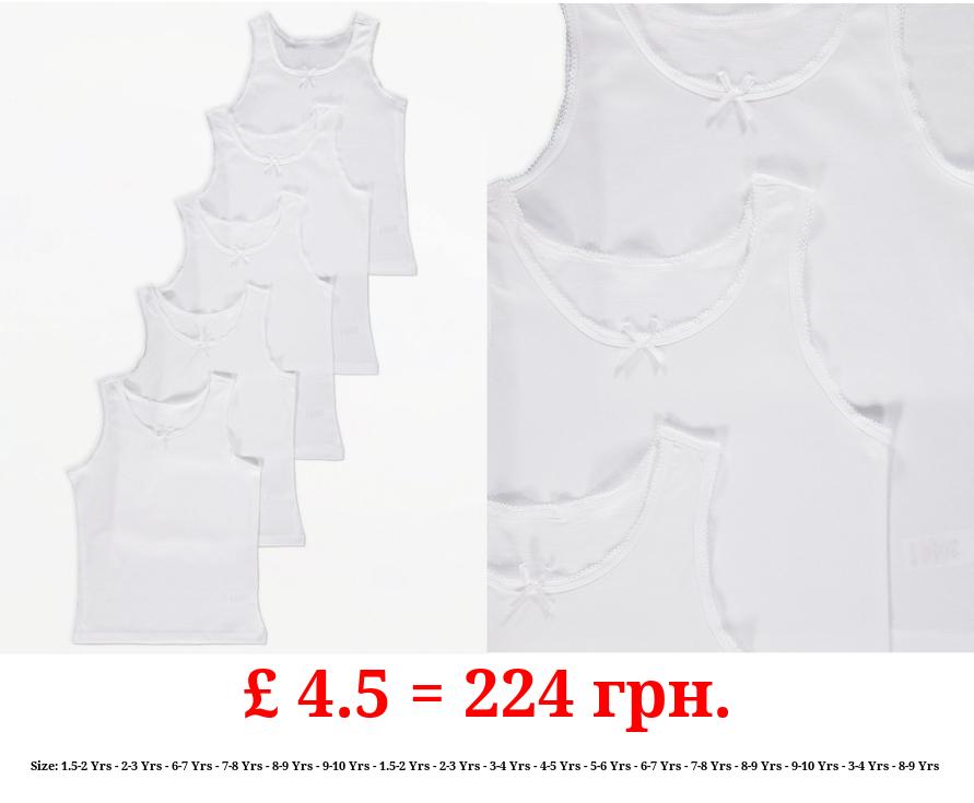 White Plain Vests with Bow 5 Pack