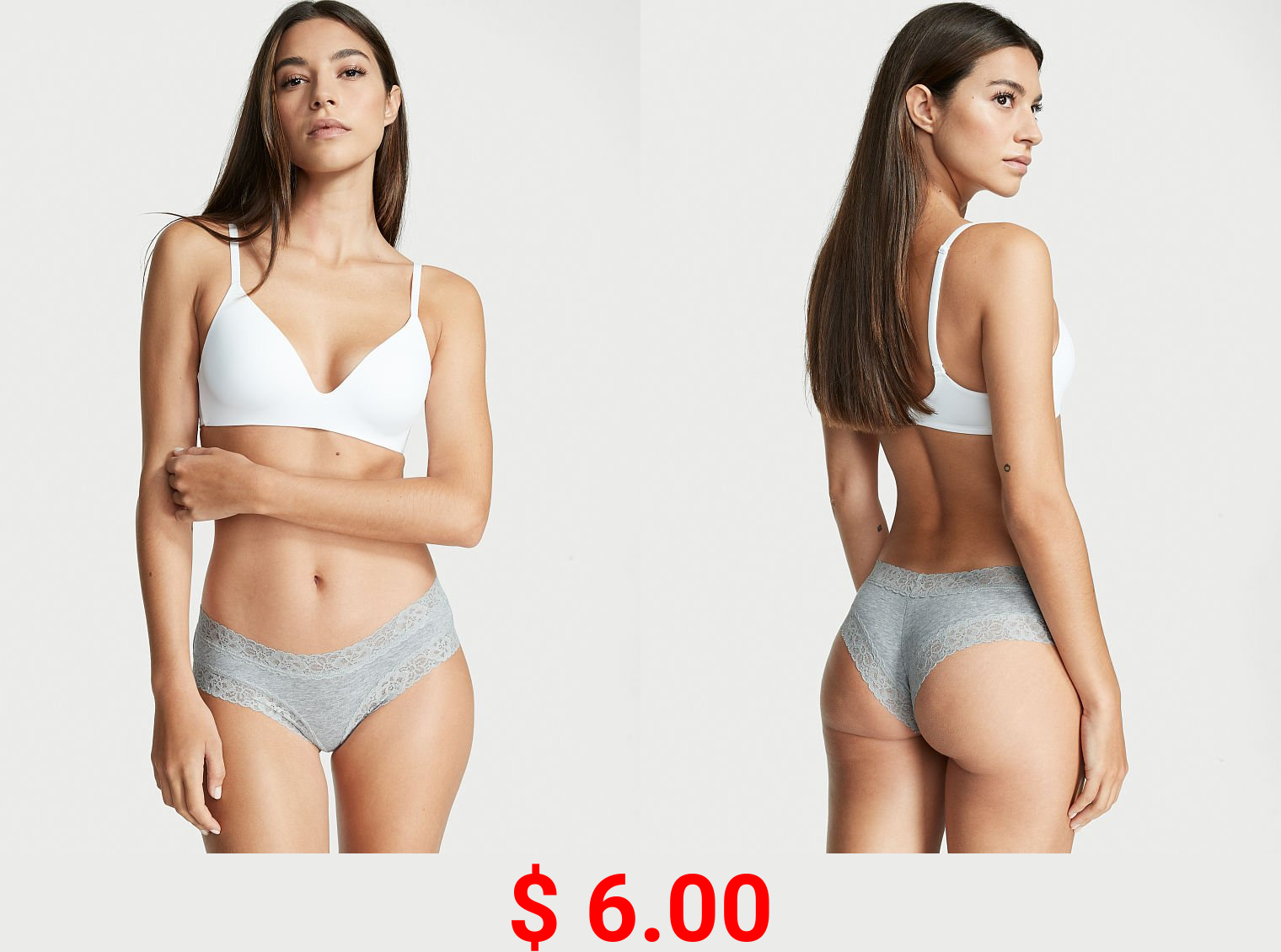 Lace Waist Cotton Cheeky Panty