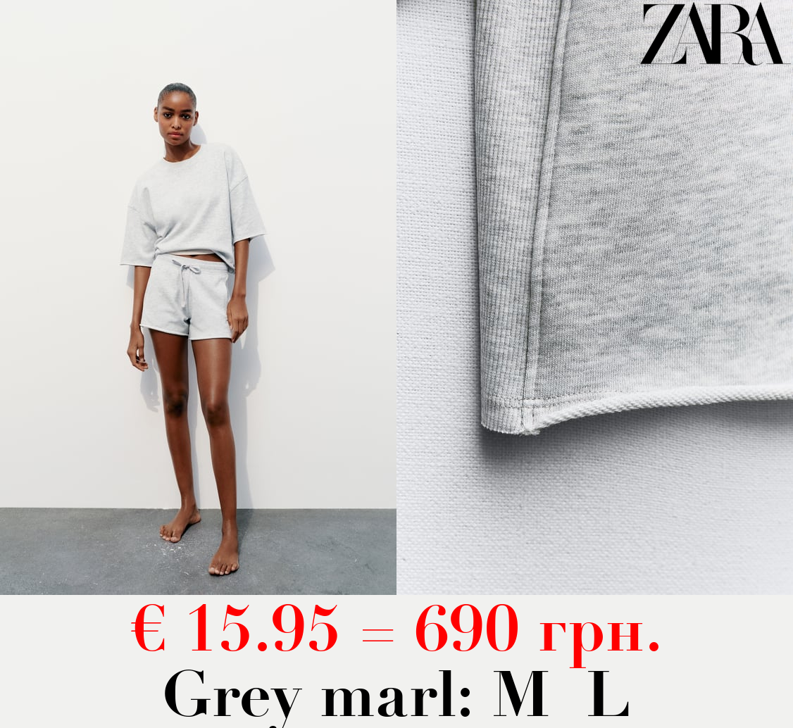 SHORT SLEEVE RIBBED PLUSH SWEATSHIRT