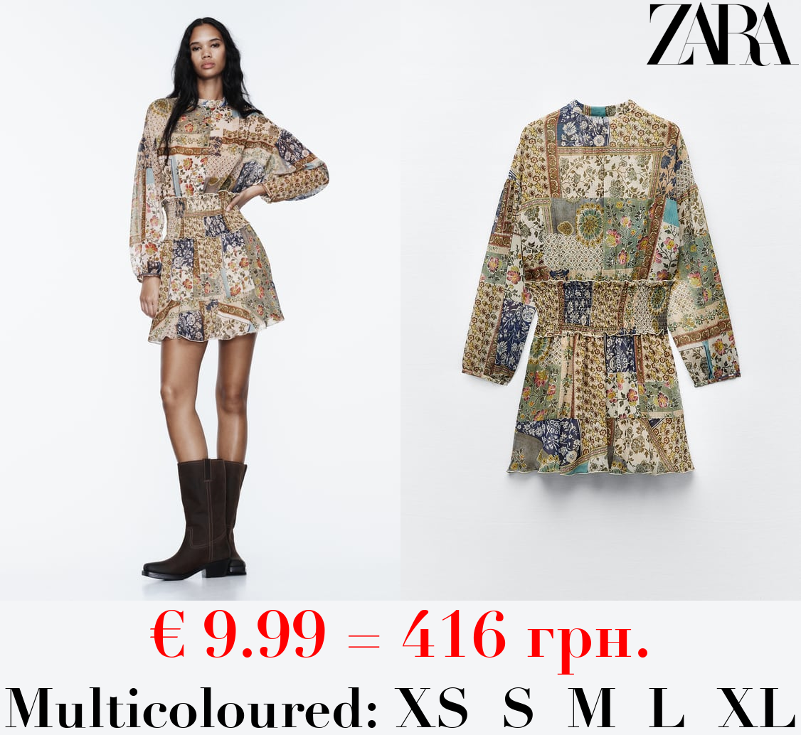 SHORT PATCHWORK PRINT DRESS