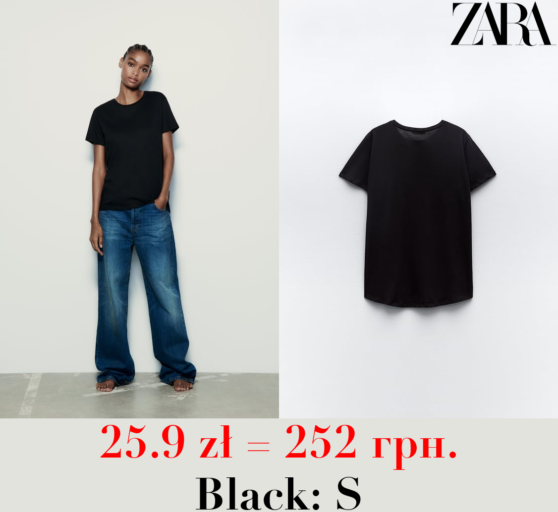 BASIC T-SHIRT WITH ASYMMETRIC HEM