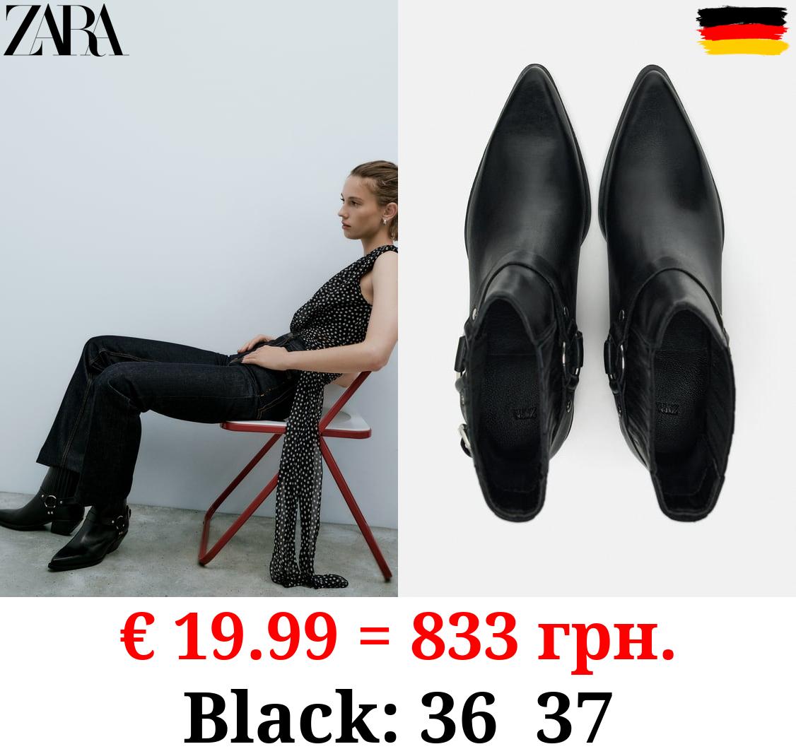 LEATHER COWBOY ANKLE BOOTS