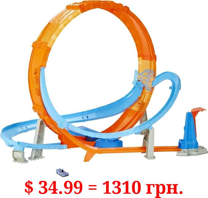 Hot Wheels Toy Car Track Set Massive Loop Mayhem, 28-in Tall Loop, Powered by Motorized Booster, 1:64 Scale Car
