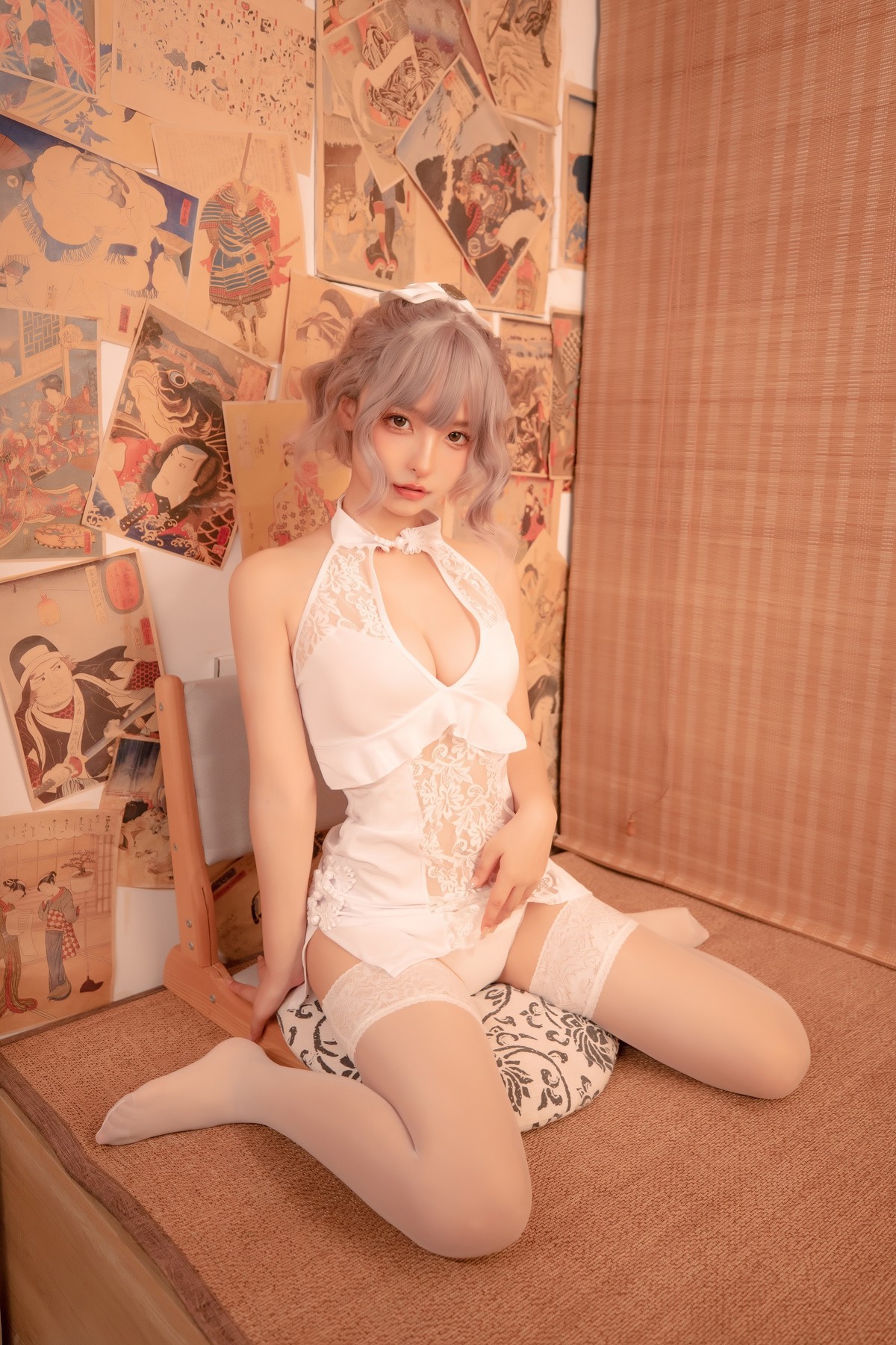 Cosplay 神楽板真冬 白旗袍 5