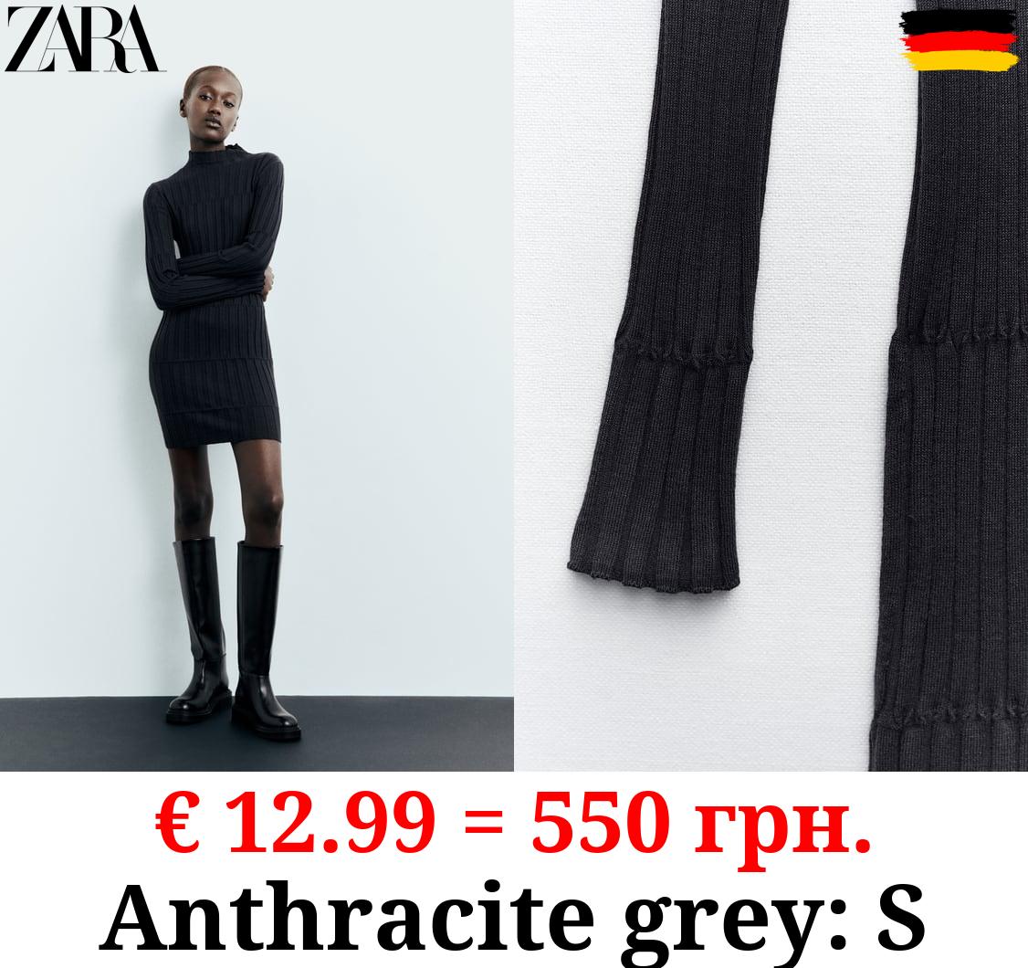 RIBBED KNIT HIGH NECK DRESS