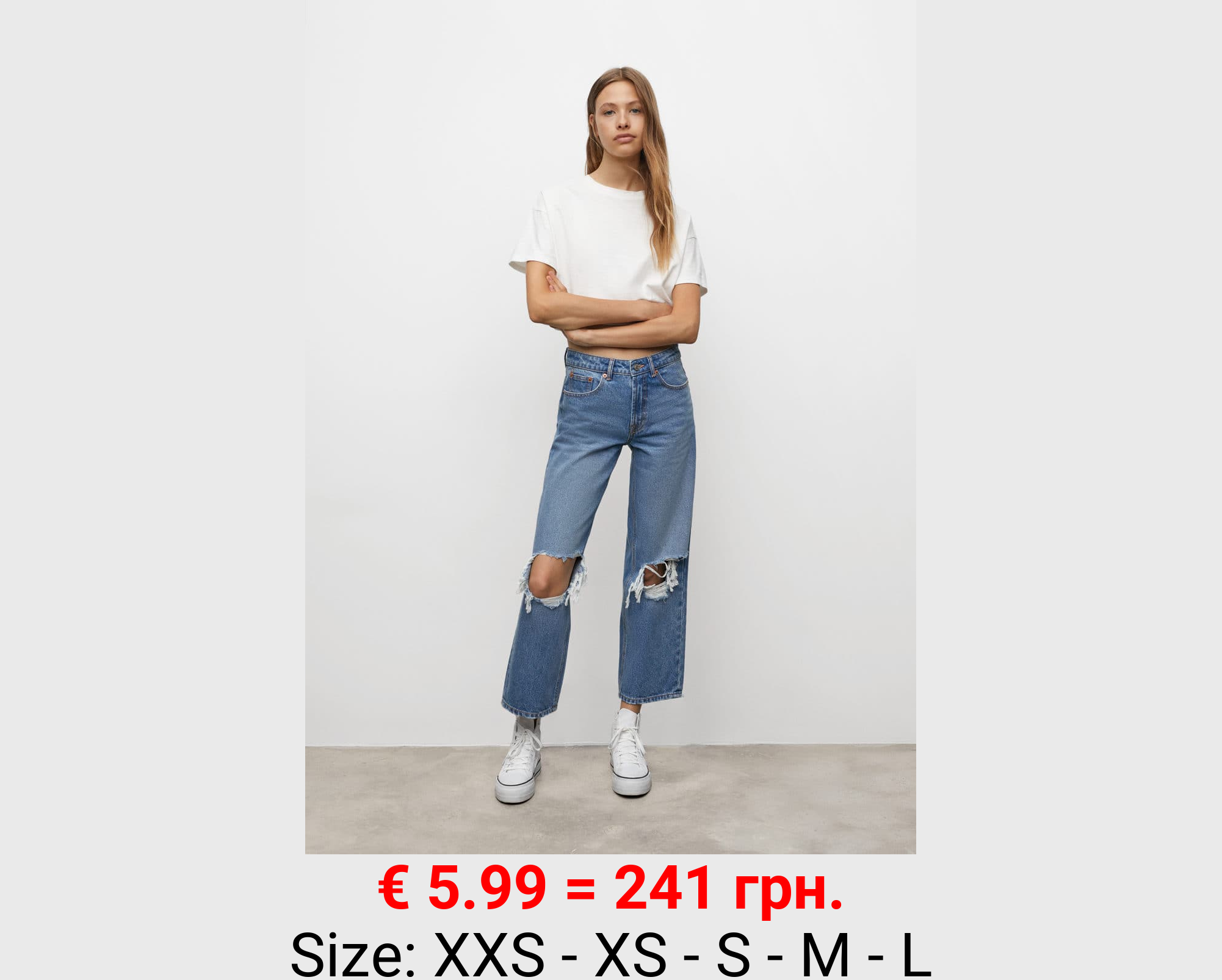 Jeans wideleg rotos decorativos