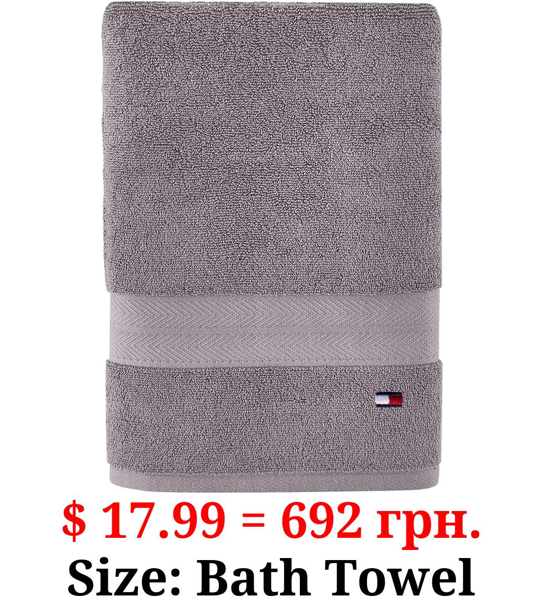 Tommy Hilfiger Modern American Solid Bath Towel, 30 X 54 Inches, 100% Cotton 574 GSM (Steel Grey)