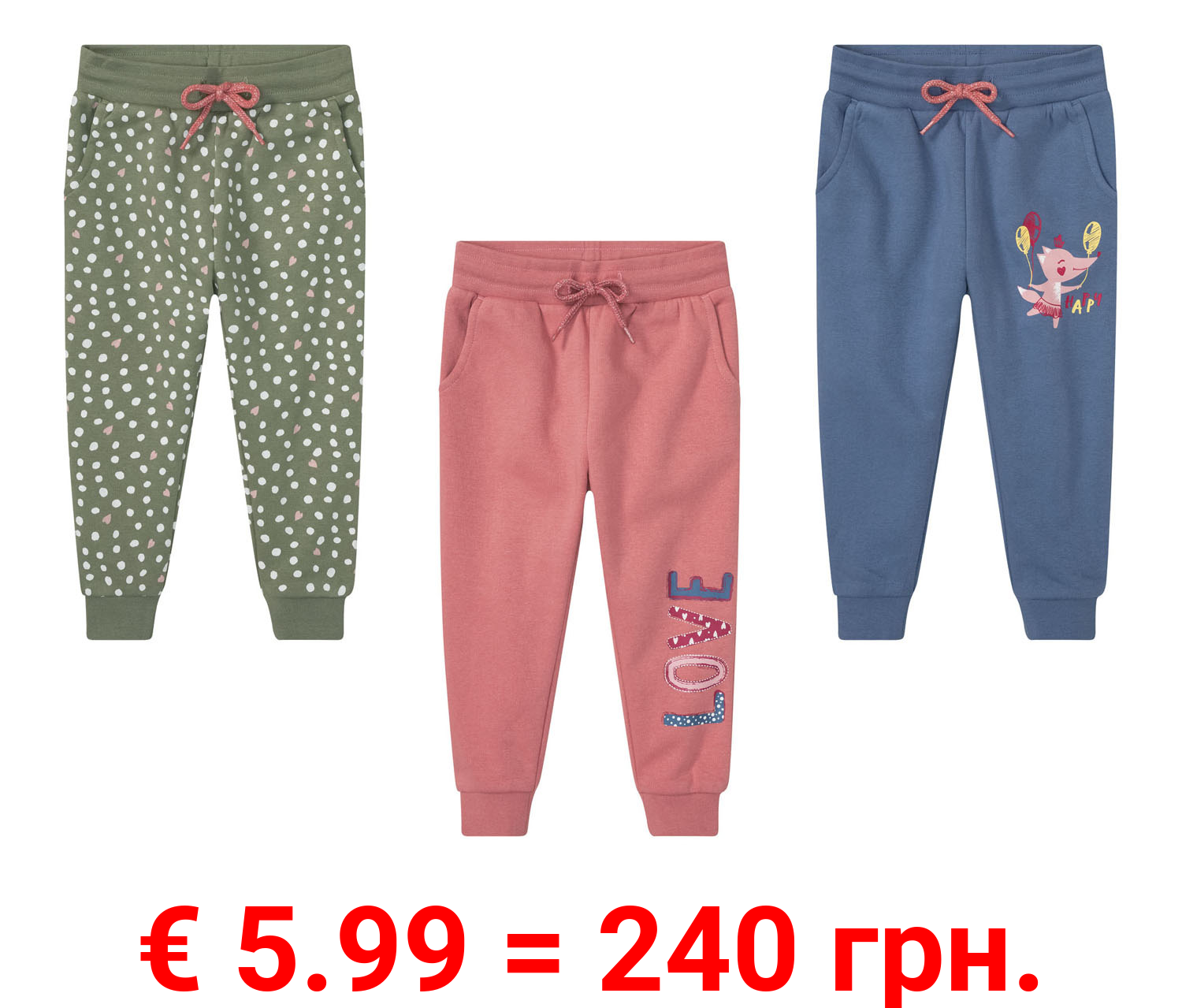 lupilu® Kleinkinder Mädchen Sweathose mit Baumwolle