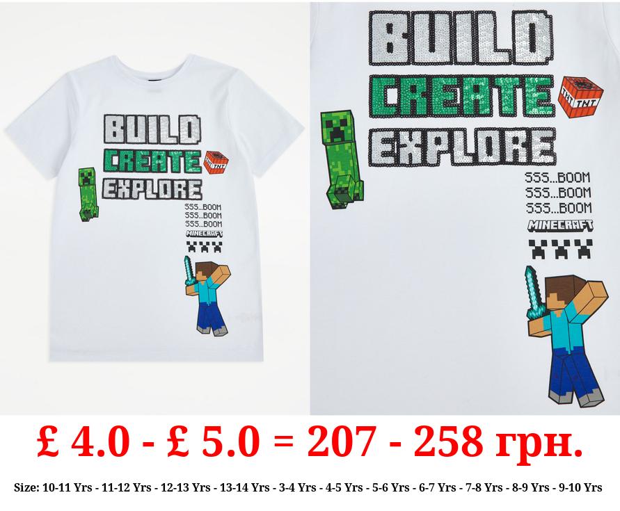 Minecraft Sequin Slogan T-Shirt