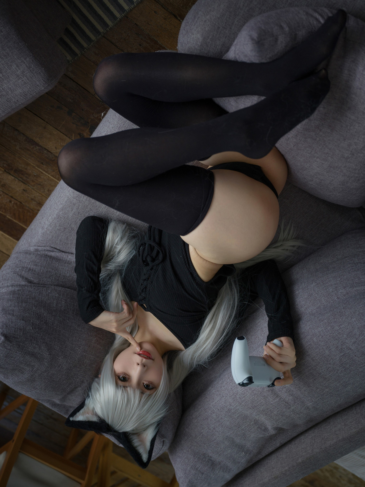 Cosplay 樱岛嗷一 黑猫针织衫连体衣 Set.01 25