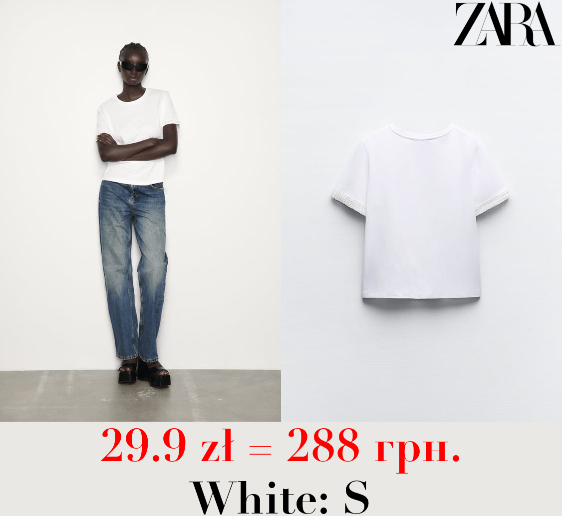 COTTON T-SHIRT WITH EMBELLISHED TRIM