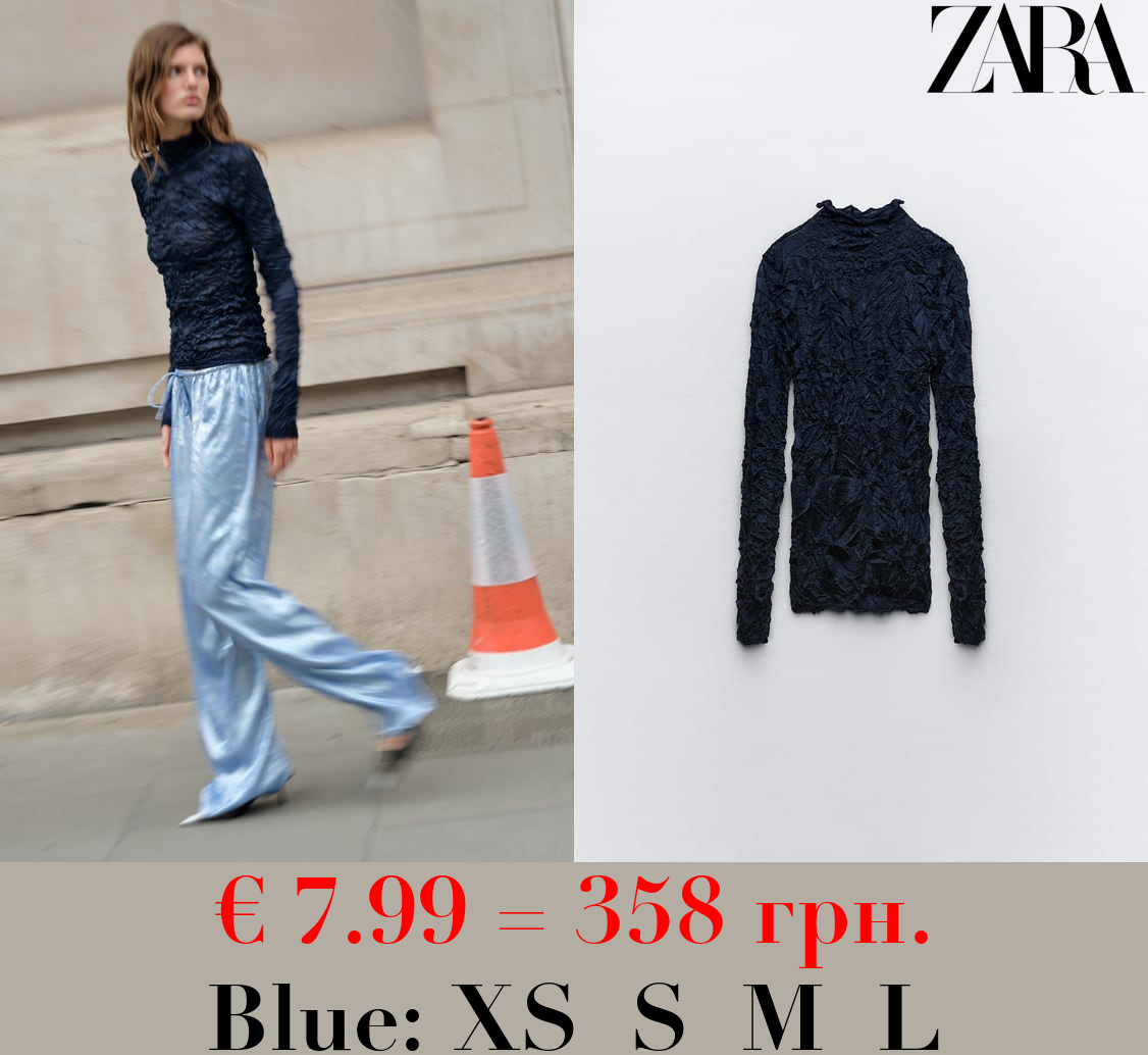 CREASED-EFFECT KNIT TOP