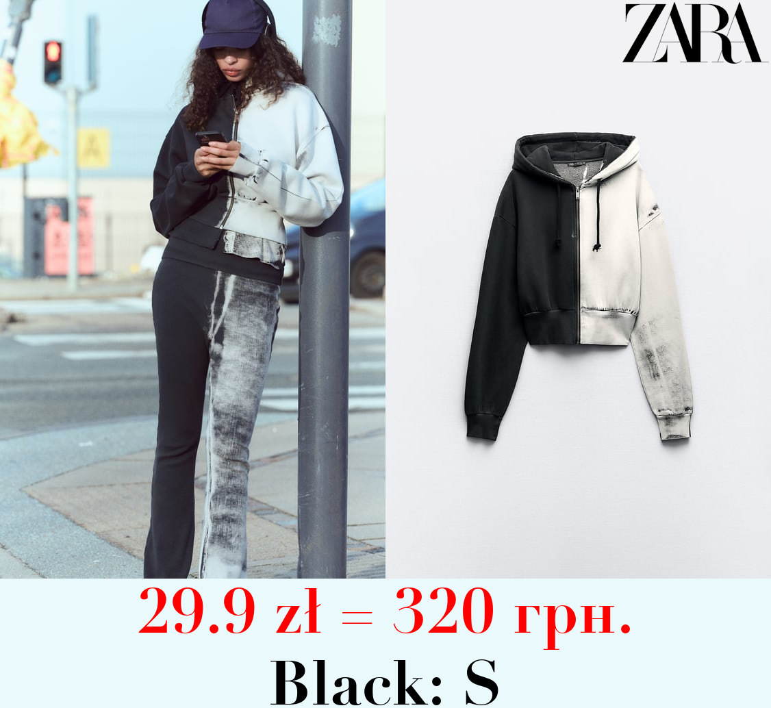 FADED-EFFECT PLUSH SWEATSHIRT