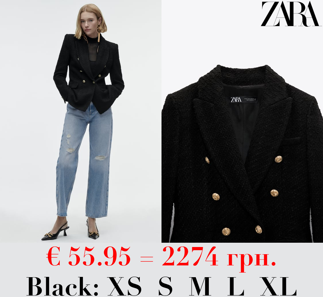 TEXTURED DOUBLE-BREASTED BLAZER