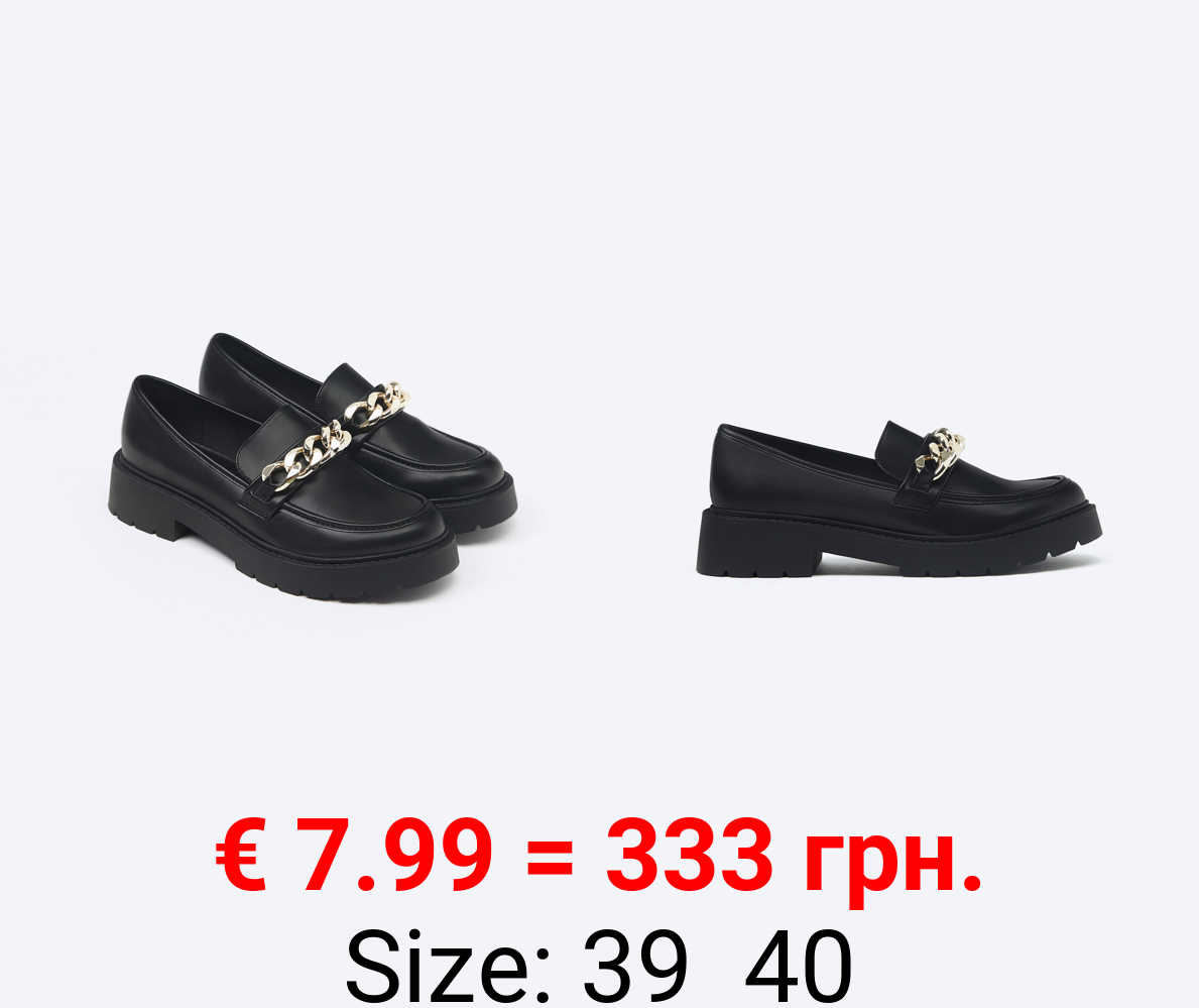 Platform loafers with buckle