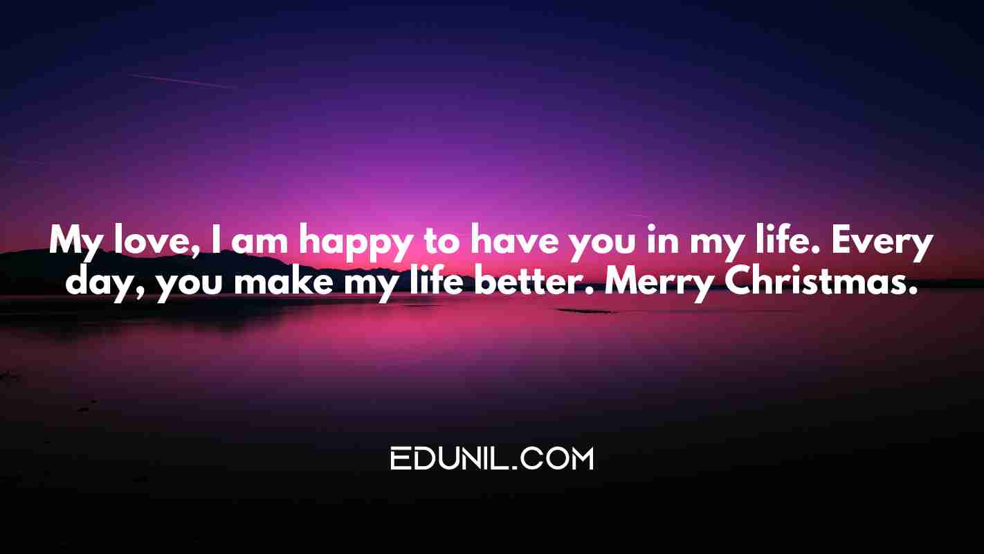 My love, I am happy to have you in my life. Every day, you make my life better. Merry Christmas. - 
