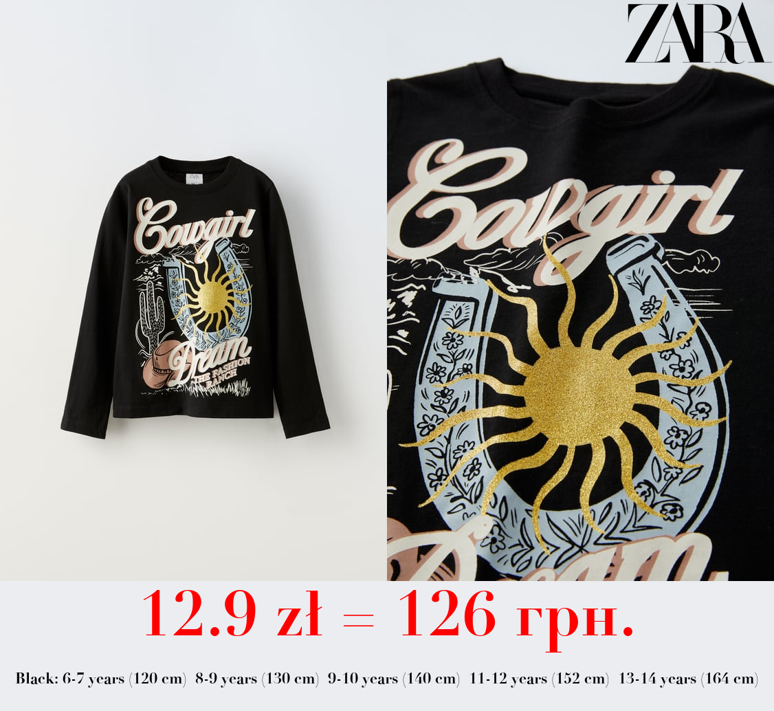 T-SHIRT WITH GLITTER PRINT